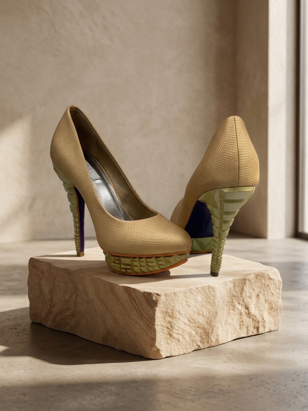 RACHEL Rachel Roy Kalyssa Gold Geometric Sculpted Platform Pumps 6.5